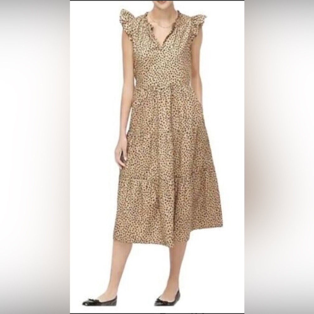 J.Crew Factory Cotton poplin tiered midi dress EUC M